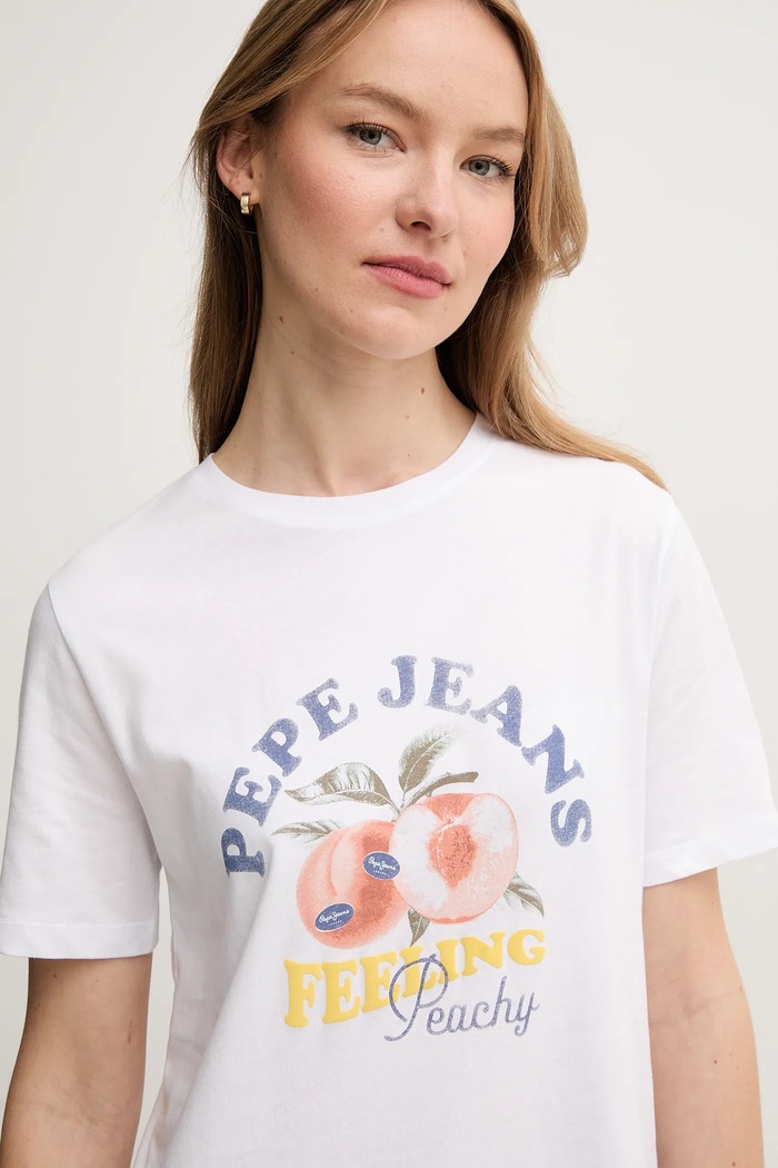 Βαμβακερό μπλουζάκι Pepe Jeans VENUSA λευκό PL506056