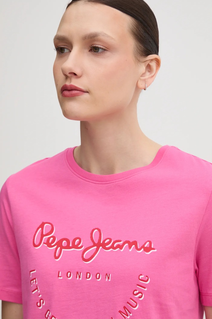Pamučna majica Pepe Jeans RUMER roza PL506072