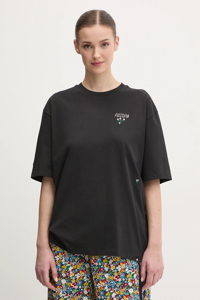 adidas t-shirt bawełniany aplikacja czarny JM0449