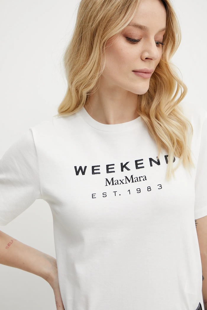 Βαμβακερό μπλουζάκι Weekend Max Mara λευκό 2515971041600
