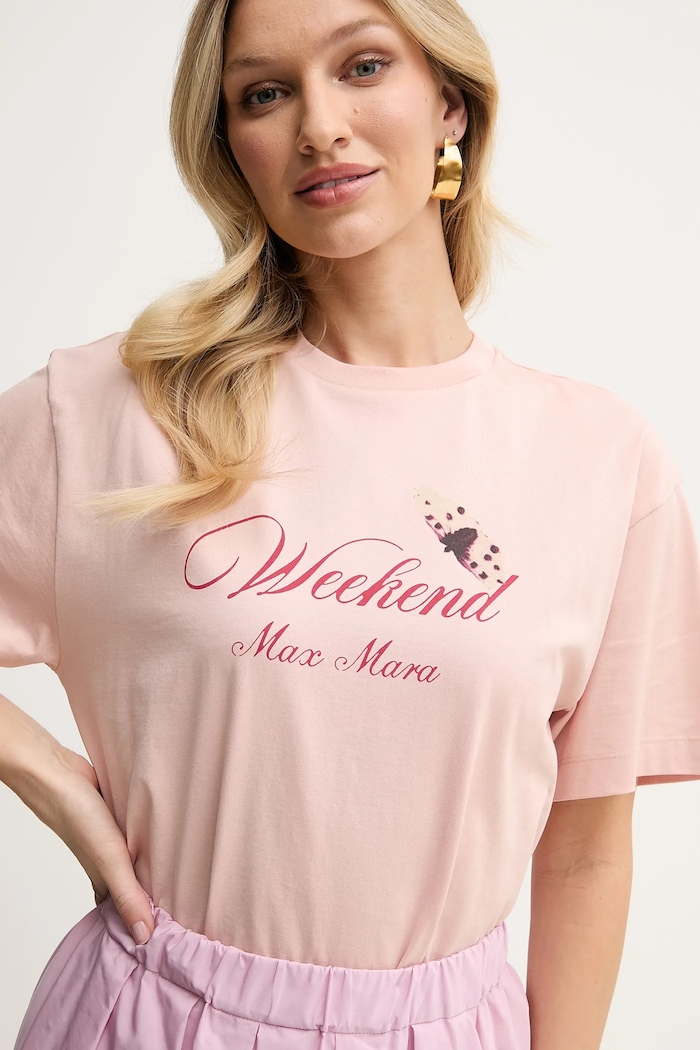 Bavlnené tričko Weekend Max Mara potlač oranžová 2515971032600