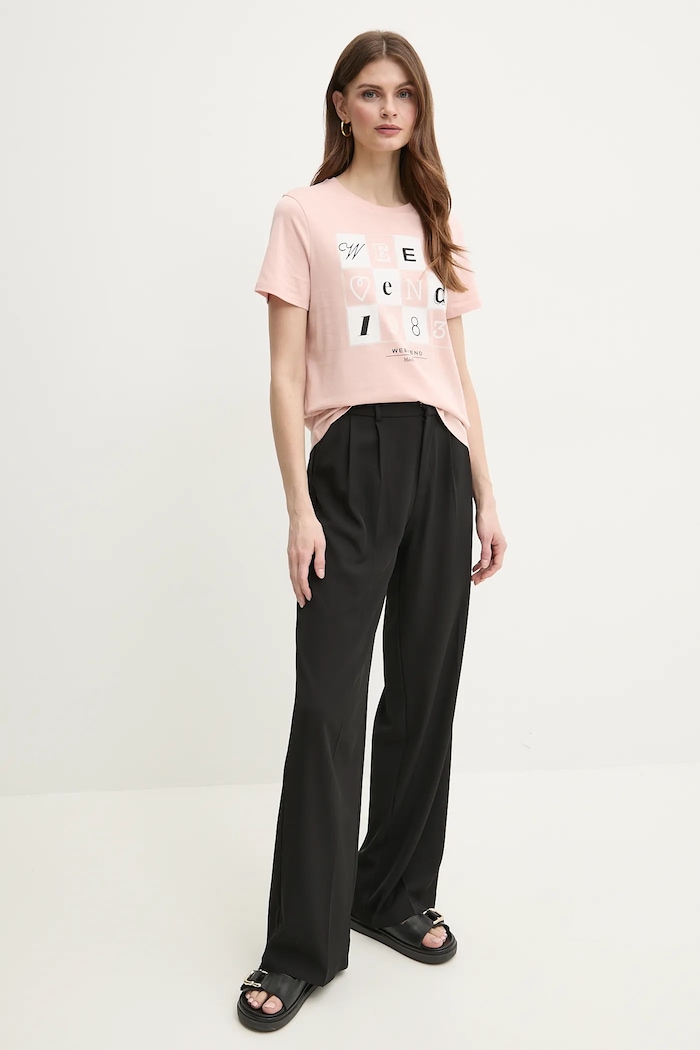 Bavlnené tričko Weekend Max Mara 2515971052600 ružová SS25