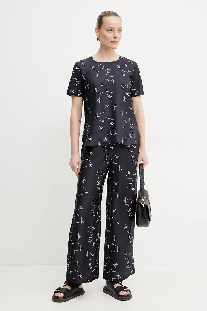 MM by Max Mara blusa con una miscela di seta 2516941087600 blu navy SS25