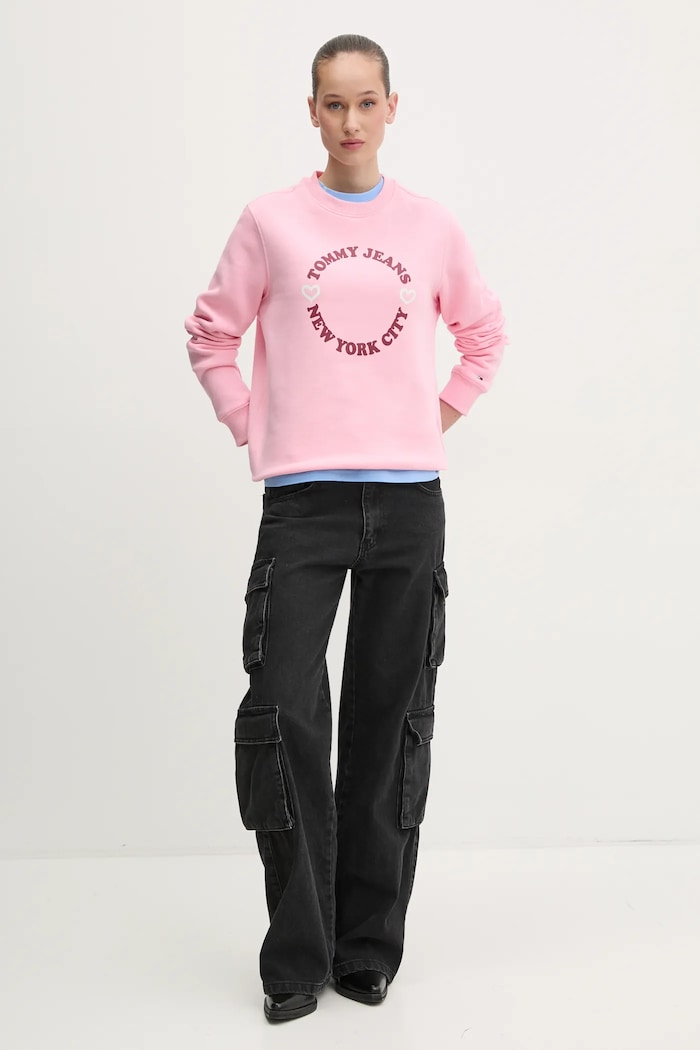 Bavlněné tričko Tommy Jeans DW0DW21769 modrá SS25
