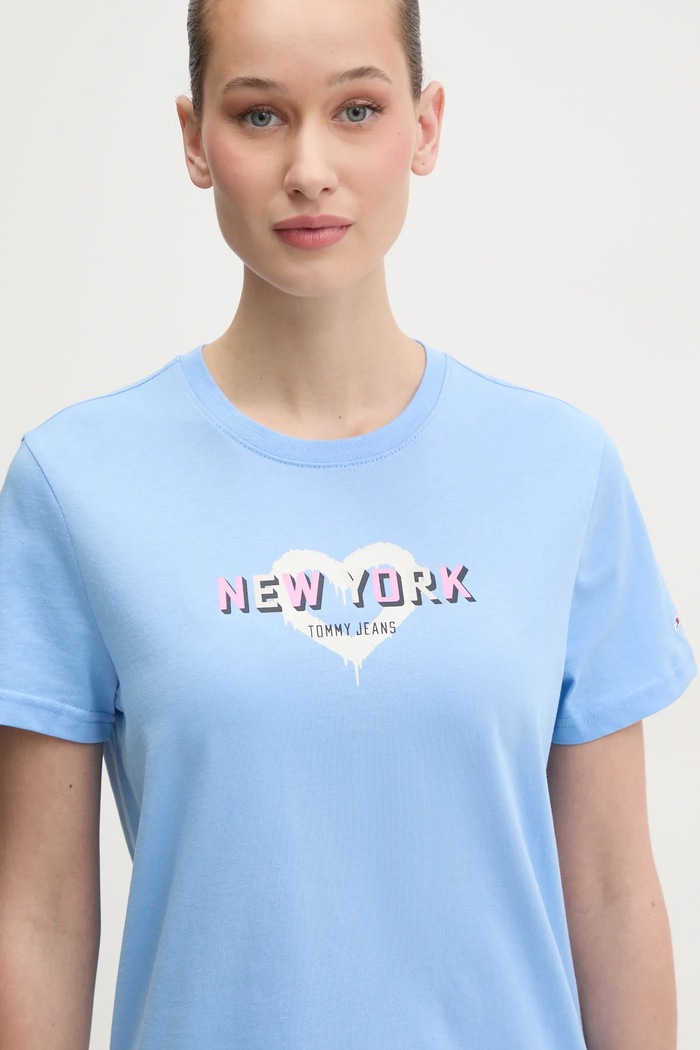 Bavlněné tričko Tommy Jeans modrá DW0DW21769