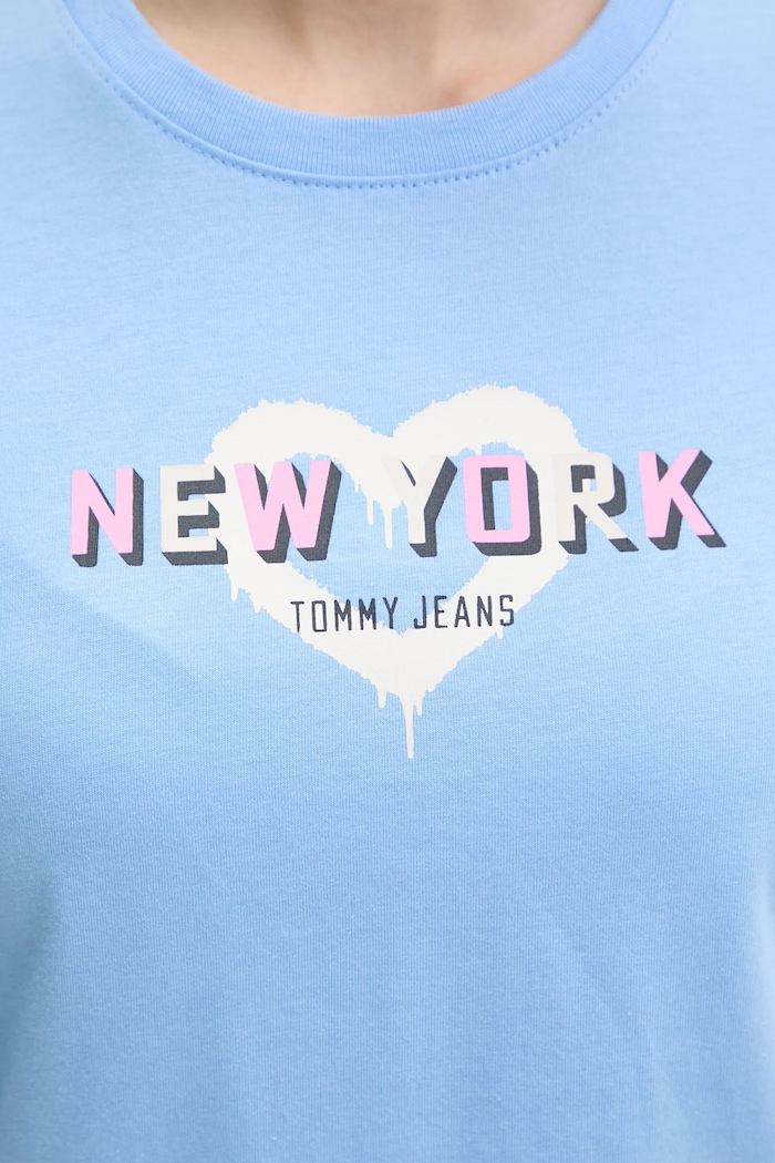 Bavlněné tričko Tommy Jeans DW0DW21769 modrá