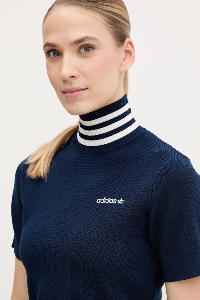 Odzież adidas Originals t-shirt CROP TURTLENECK JC7680 granatowy