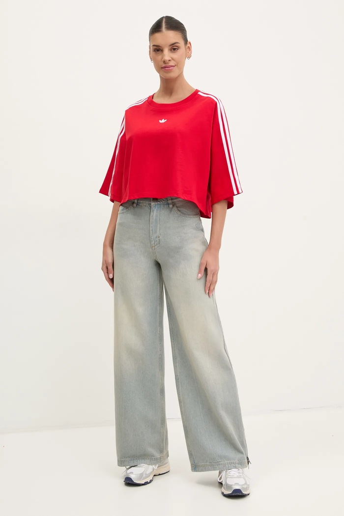 adidas Originals t-shirt bawełniany BOXY TEE JY8885 czerwony SS25
