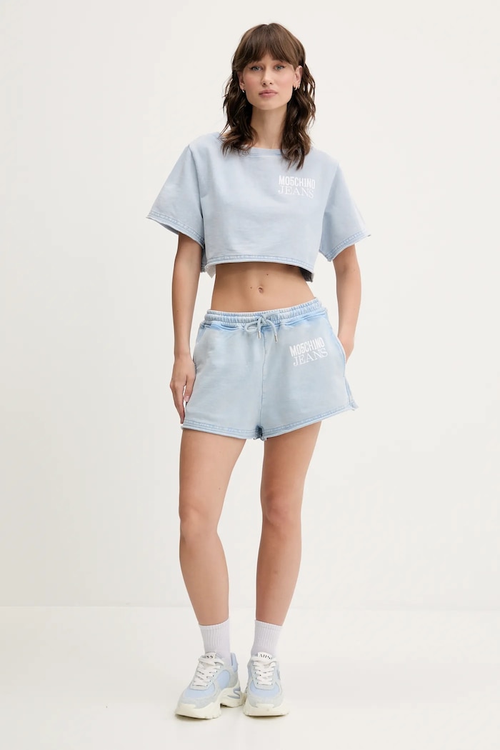 Moschino Jeans pamut póló 1708.3730 kék SS25
