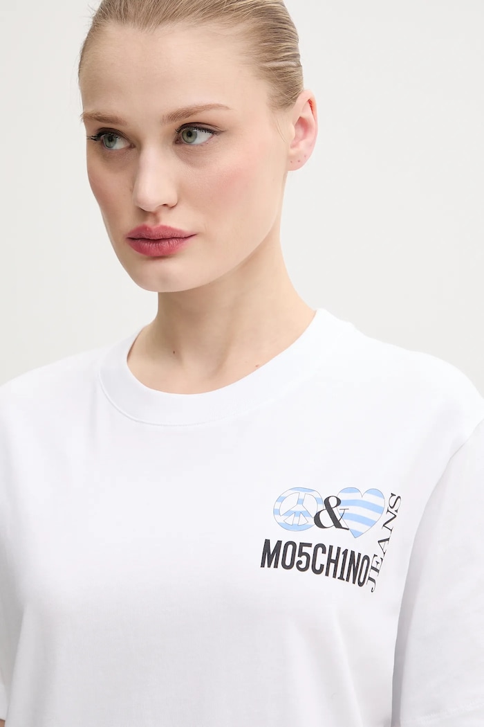 Bavlnené tričko Moschino Jeans biela 0713.3732