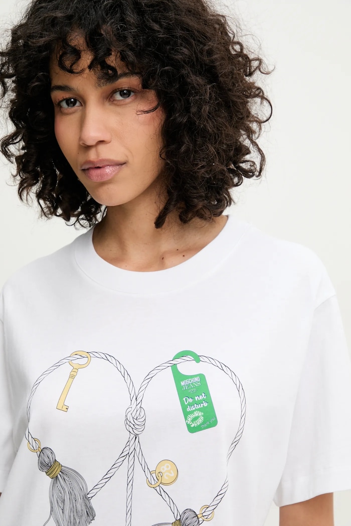 Moschino Jeans pamut póló fehér 0711.3732