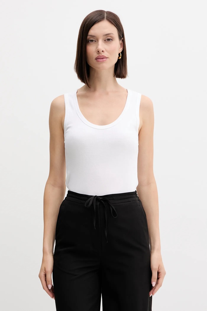 Βαμβακερό τοπ United Colors of Benetton slim λευκό 3GA2DH010