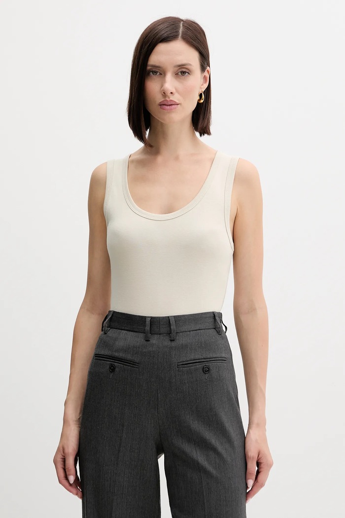 United Colors of Benetton top bawełniany beżowy 3GA2DH010