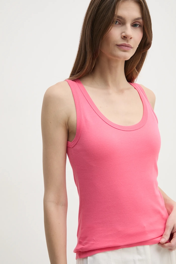 United Colors of Benetton top bawełniany bawełna różowy 3GA2DH010