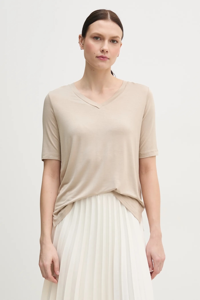 Тениска United Colors of Benetton стандартна бежов 3Z12D401G