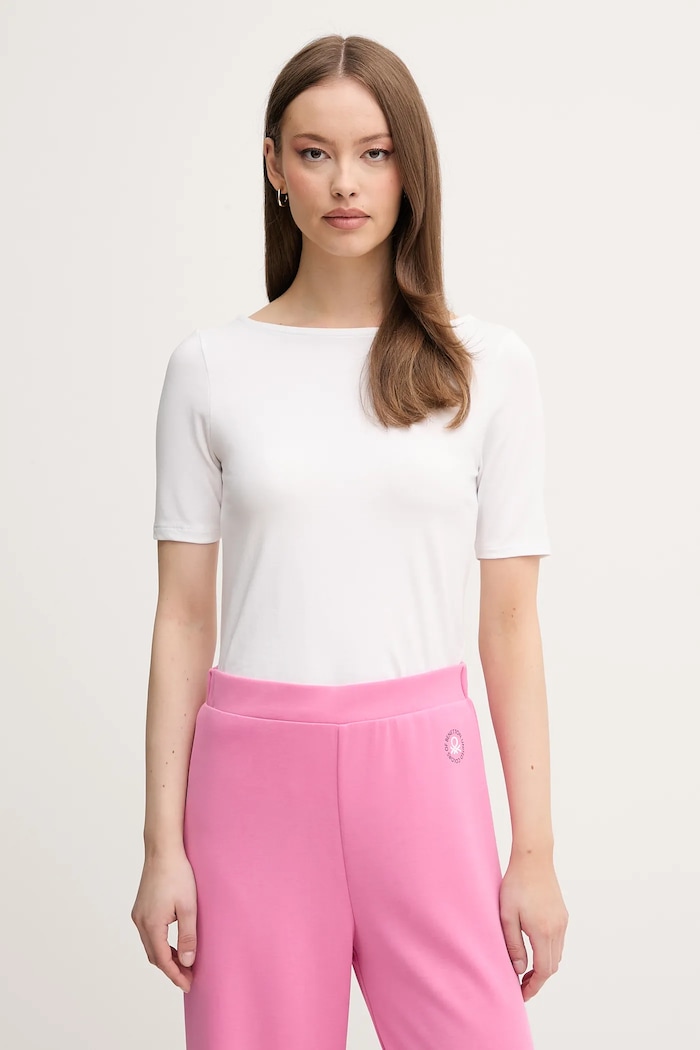 Tričko United Colors of Benetton hladký bílá 3FJHD109K