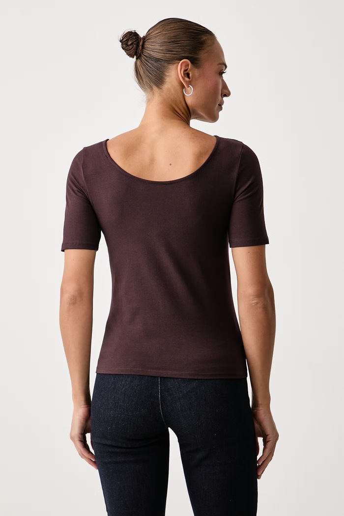 United Colors of Benetton Kratka majica ženska bombažna z elastanom 3FJHD109K rjava AW25
