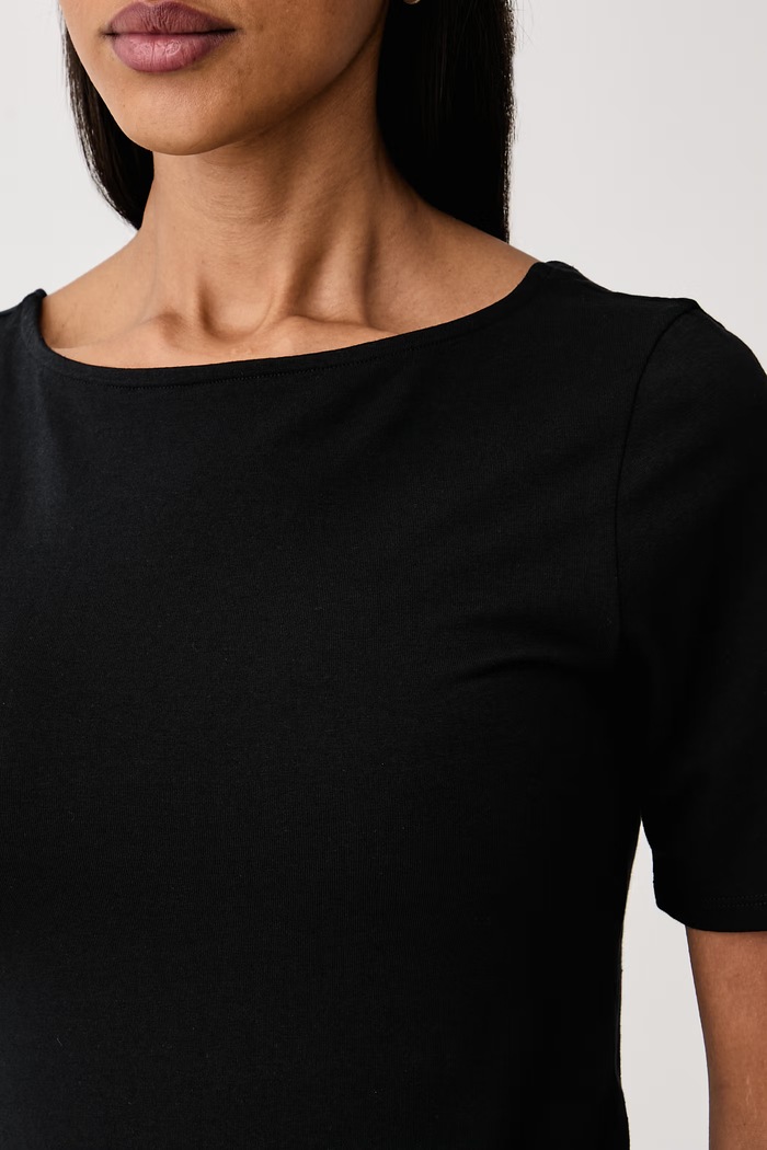 Ρούχα United Colors of Benetton T-shirt γυναικείο βαμβακερό με ελαστάν 3FJHD109K μαύρο