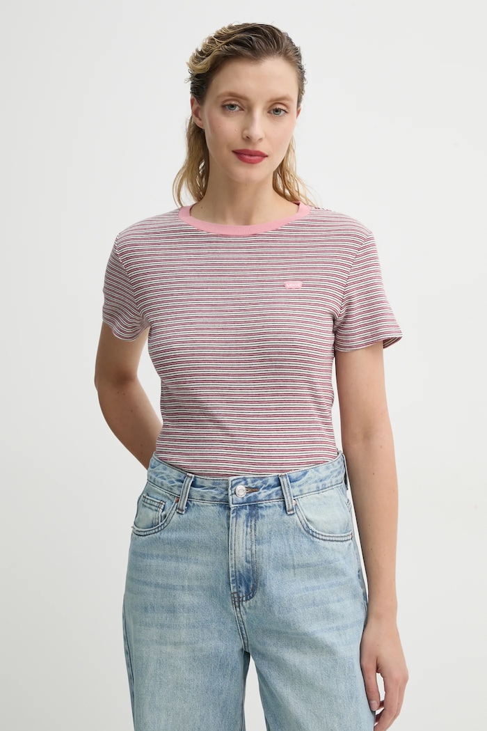 Levi's t-shirt bawełniany ESSENTIAL HM SS TEE okrągły różowy 000KK.0007