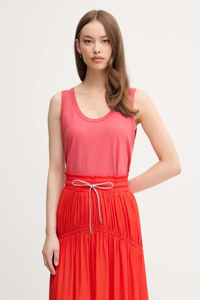 United Colors of Benetton top bawełniany bawełna różowy 3BVXDH00Z