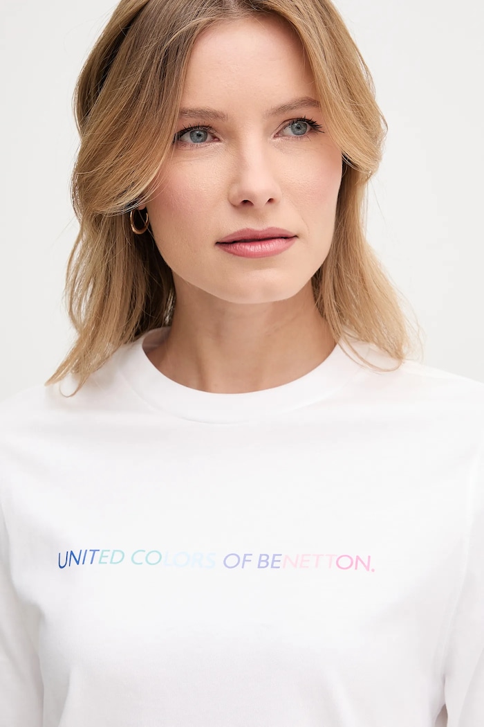 United Colors of Benetton t-shirt bawełniany biały 3BL0D109D