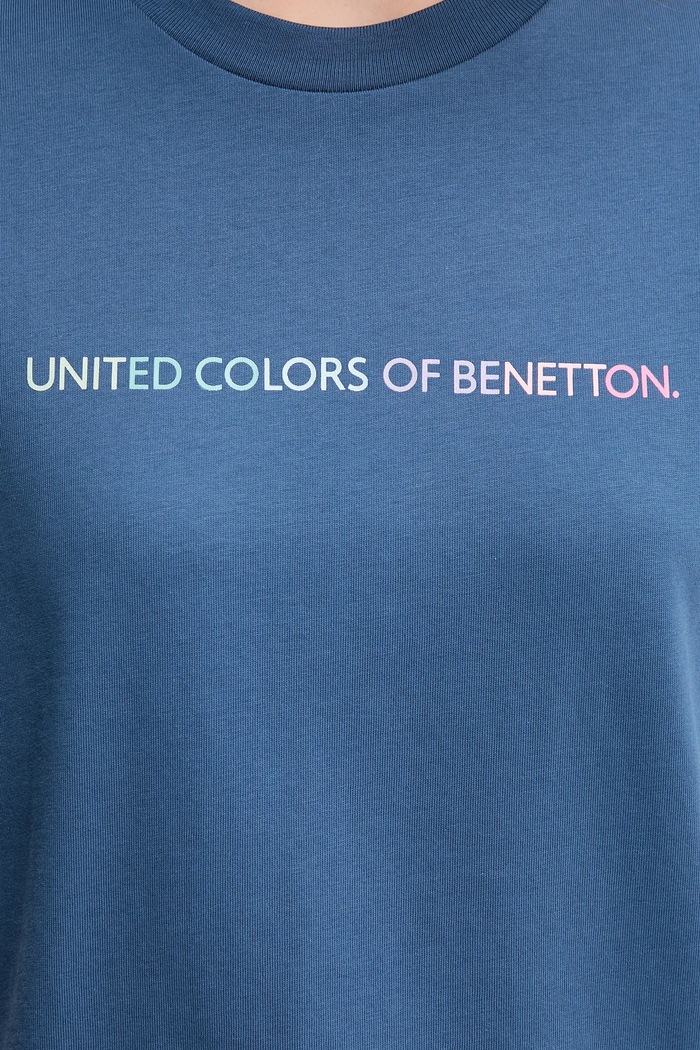 United Colors of Benetton t-shirt bawełniany granatowy 3BL0D109D
