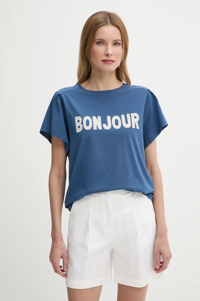 United Colors of Benetton t-shirt bawełniany regular granatowy 3LNSD109Z
