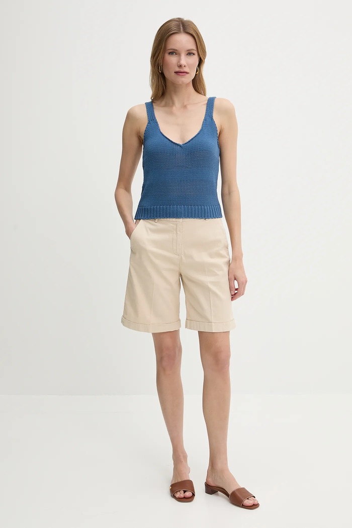 Памучен топ United Colors of Benetton 1898DH018 тъмносин SS25