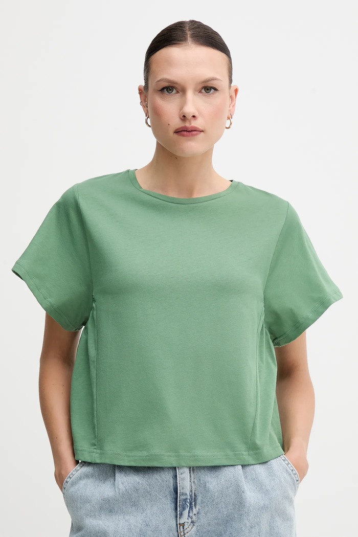 Bavlnené tričko United Colors of Benetton relaxed zelená 3U53D109U
