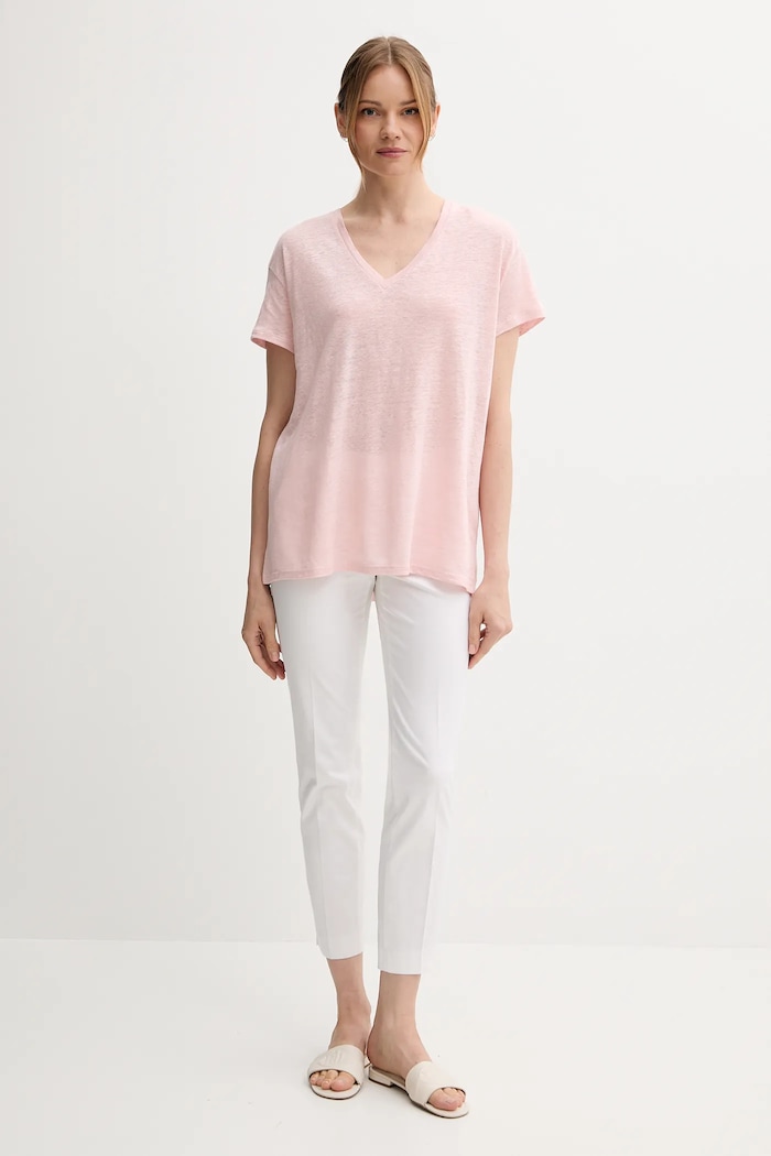 United Colors of Benetton T-shirt lniany 37UJD401Q różowy SS25