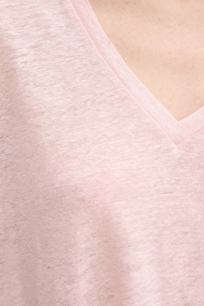 T-shirt lniany United Colors of Benetton różowy 37UJD401Q