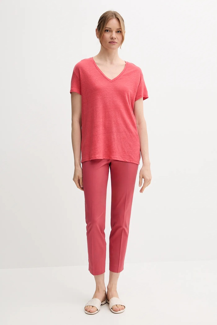 Ľanové tričko United Colors of Benetton 37UJD401Q červená SS25