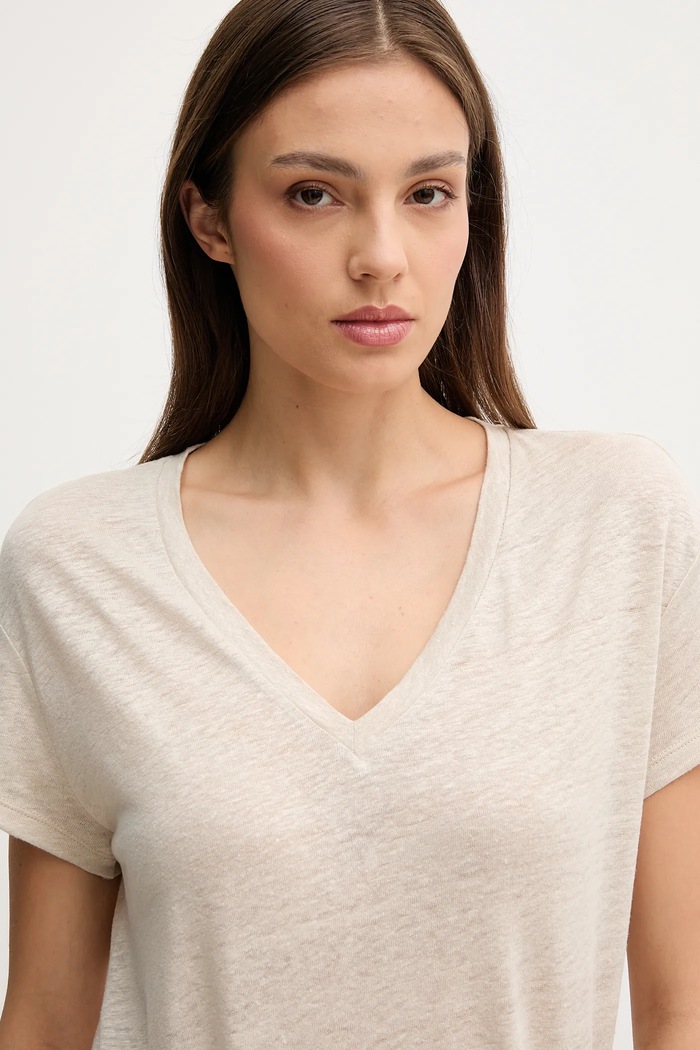 Λευκό μπλουζάκι United Colors of Benetton μπεζ 37UJD401Q