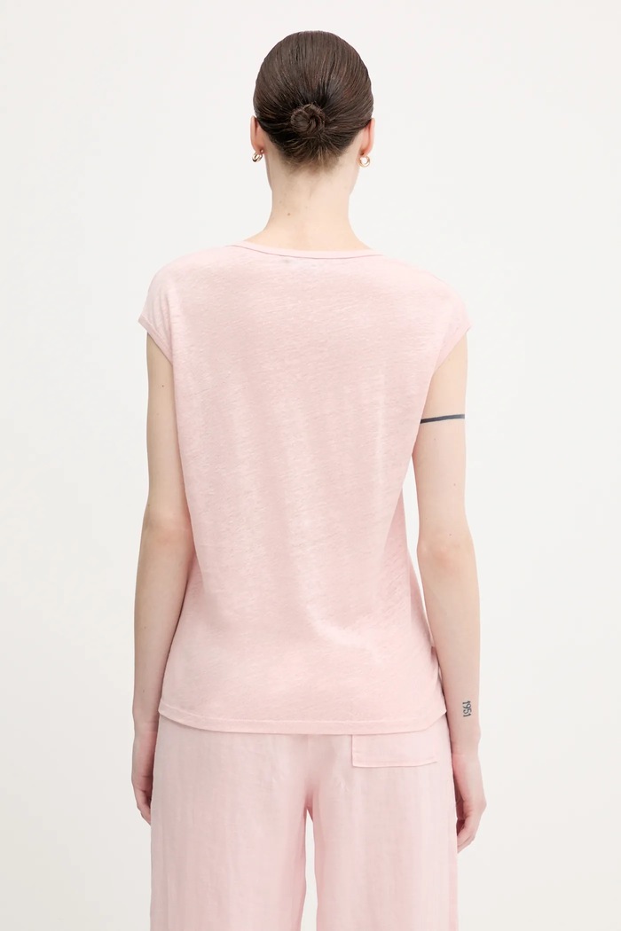 Abbigliamento United Colors of Benetton maglietta in lino 37UJE16B1 rosa