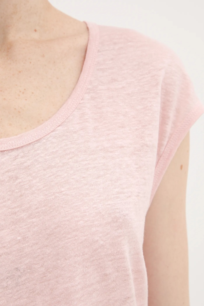 United Colors of Benetton maglietta in lino 37UJE16B1 rosa