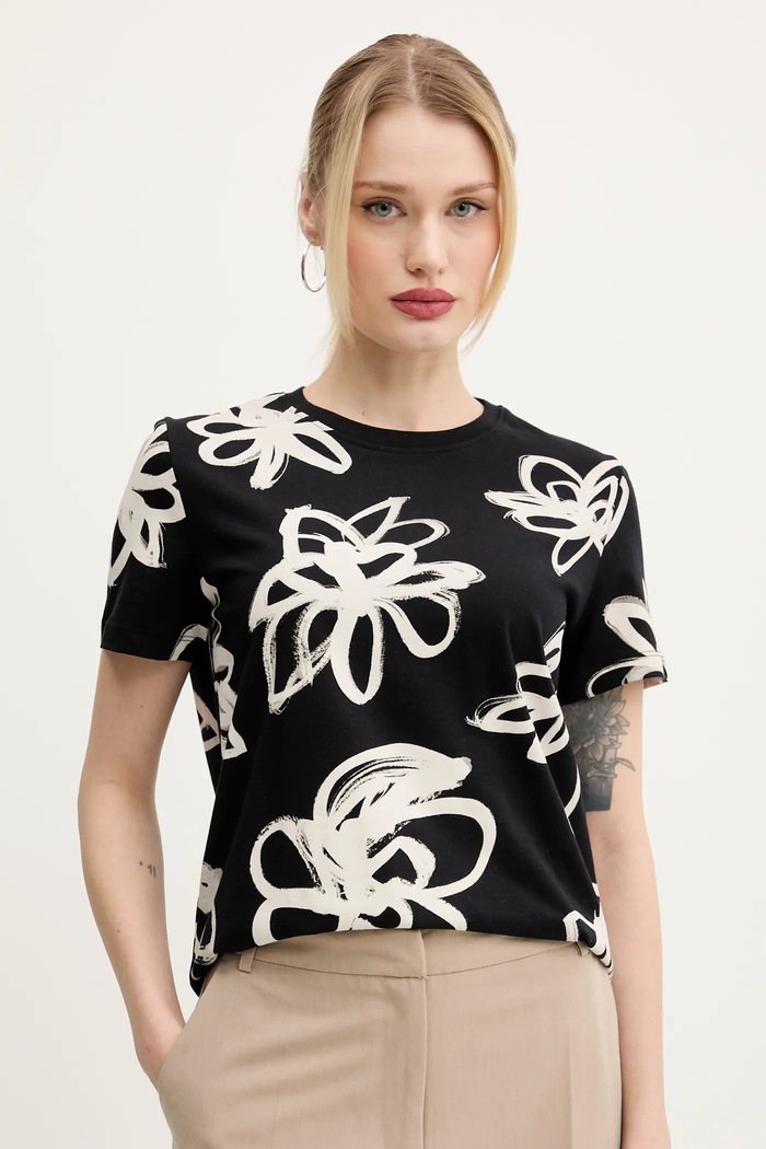 Desigual t-shirt bawełniany COLORADO wzorzyste czarny 25SWTK26