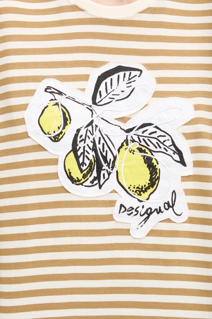 Bavlnené tričko Desigual LEMON 25SWTKAE béžová