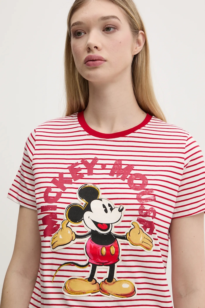 Bavlnené tričko Desigual MICKEY MOUSE červená 25SWTKAI