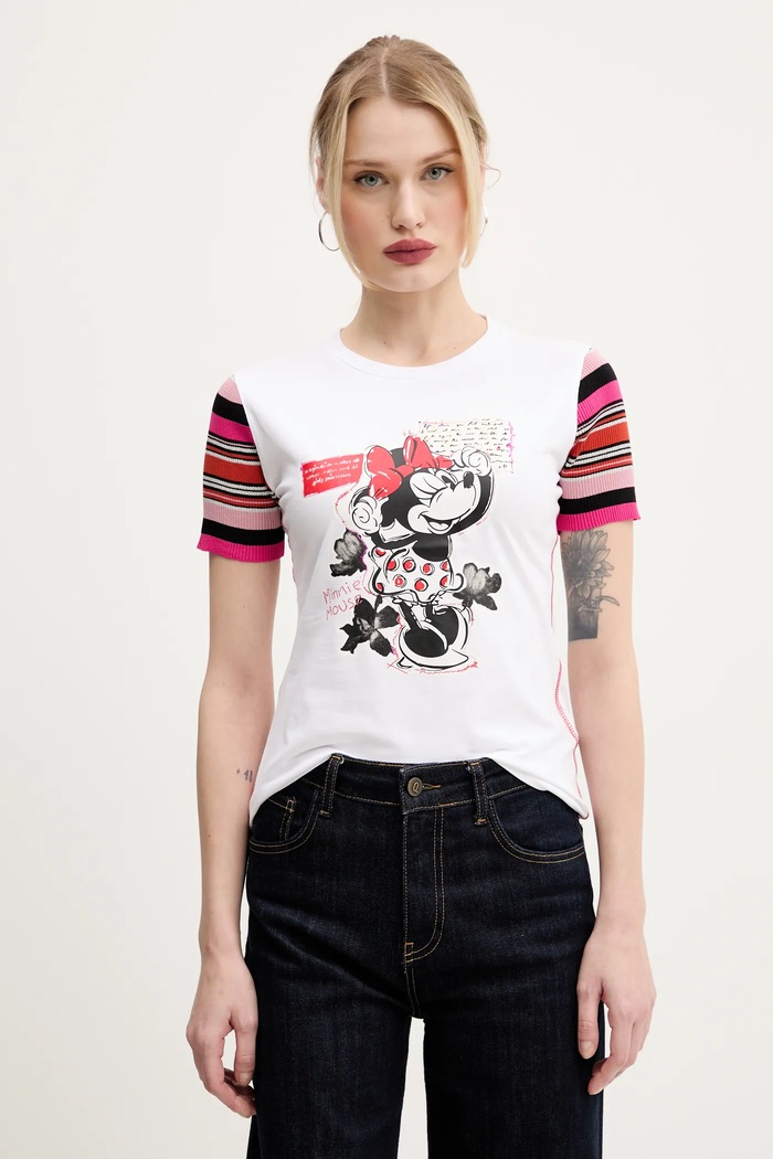 Desigual tricou MINNIE alb 25SWTK39