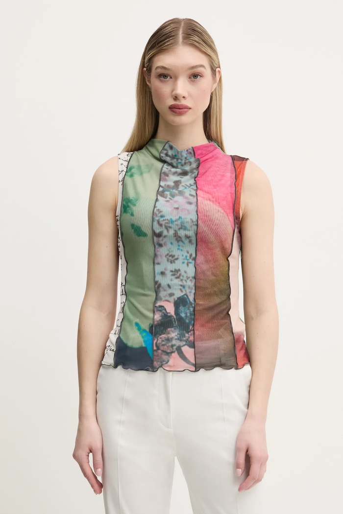 Desigual top ST. JOHNS cu modele verde 25SWTK87
