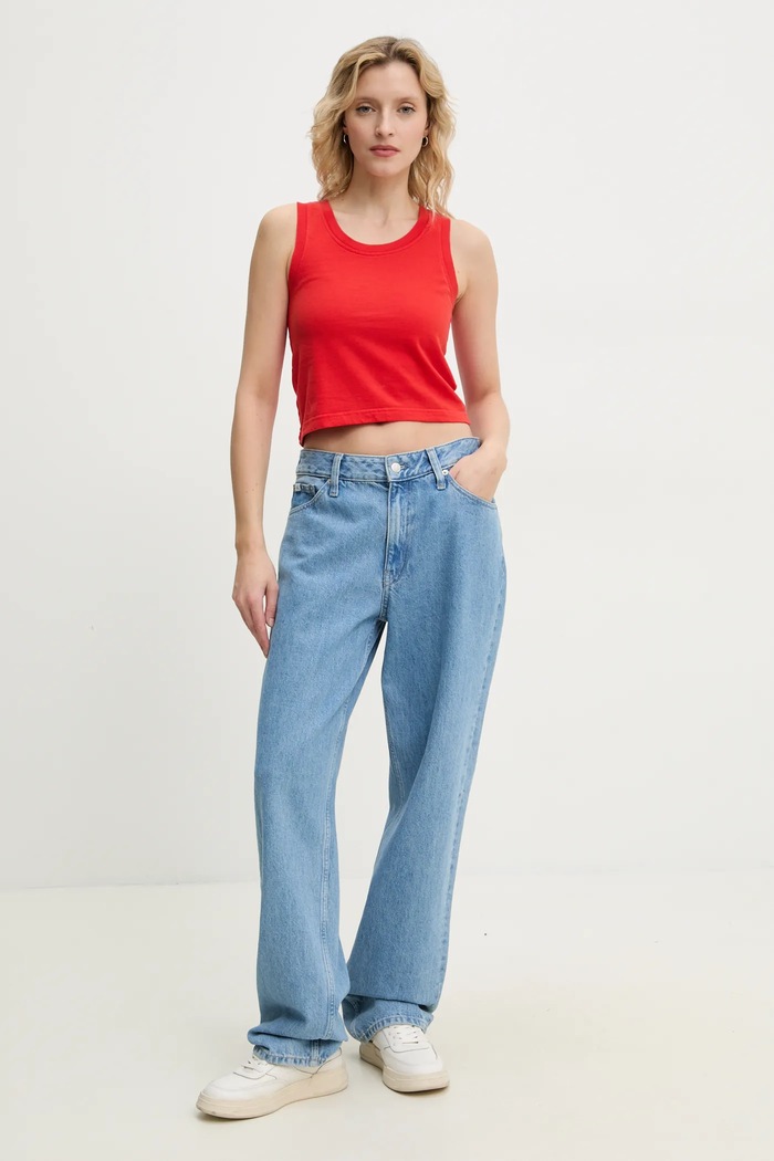 American Vintage top din bumbac FAZ01AE25 rosu SS25