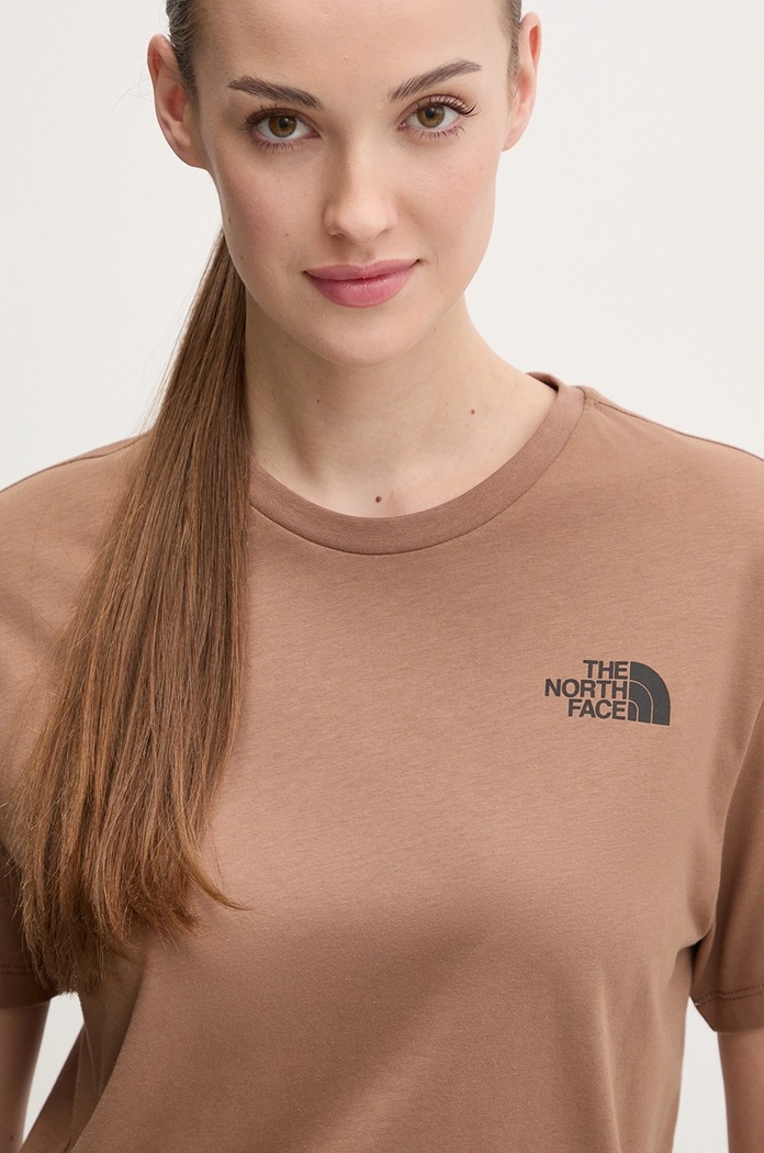 Βαμβακερό μπλουζάκι The North Face Box Relaxed καφέ NF0A87NK6E11