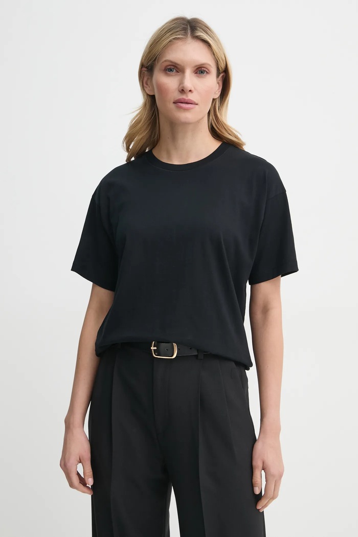 Памучна тениска Filippa K свободна черен 31287.FK