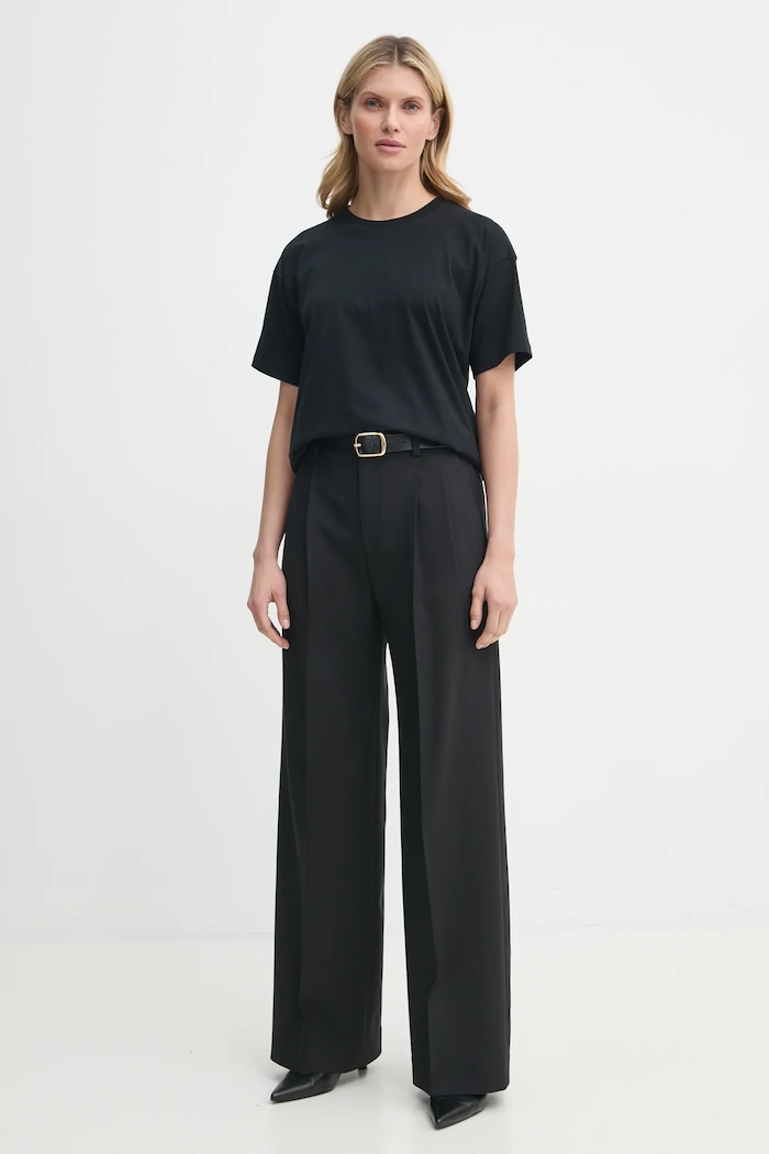 Памучна тениска Filippa K 31287.FK черен SS25