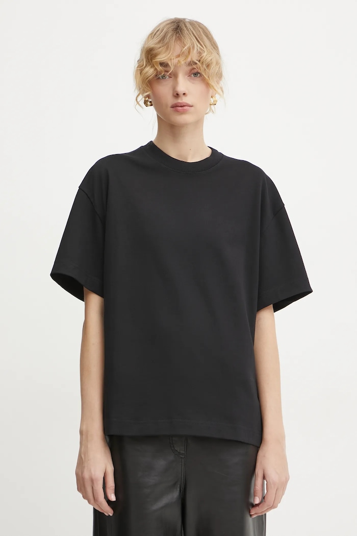 Filippa K tricou din bumbac uni negru 30648.FK