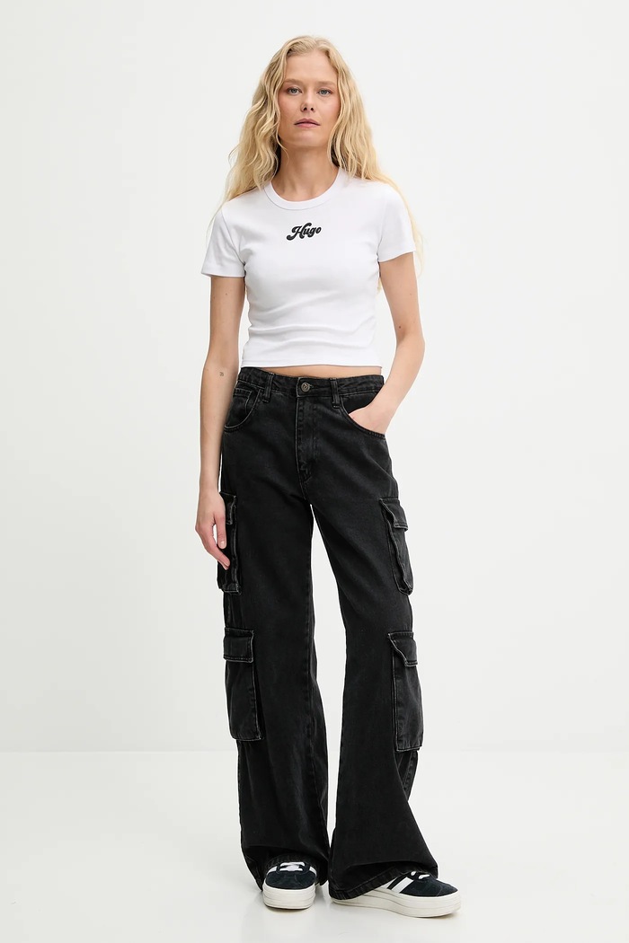 Хлопковая футболка HUGO Delanor_2 50539132 белый AW25