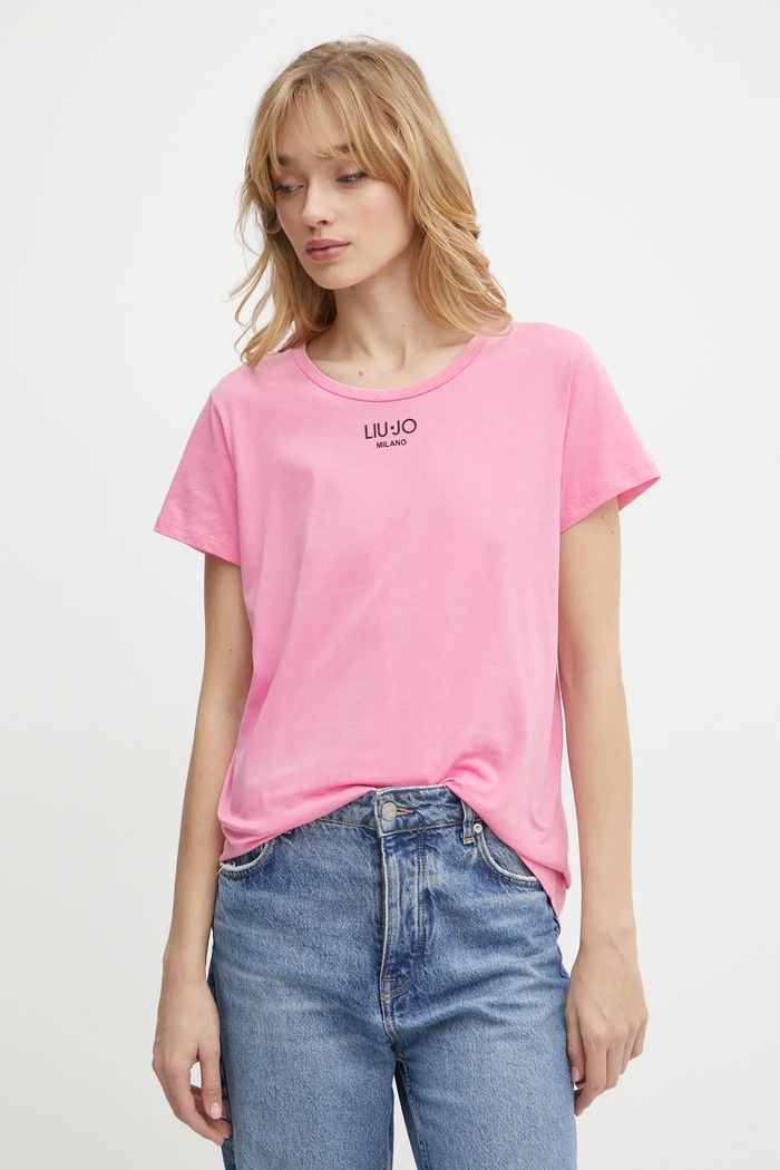 Liu Jo tricou din bumbac print roz TA5170.JS923