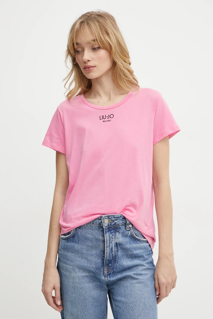Liu Jo tricou din bumbac print roz TA5170.JS923