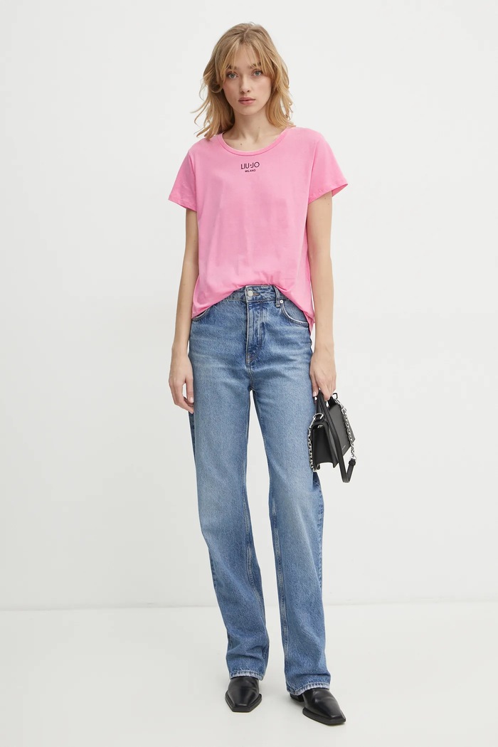 Liu Jo tricou din bumbac TA5170.JS923 roz SS25