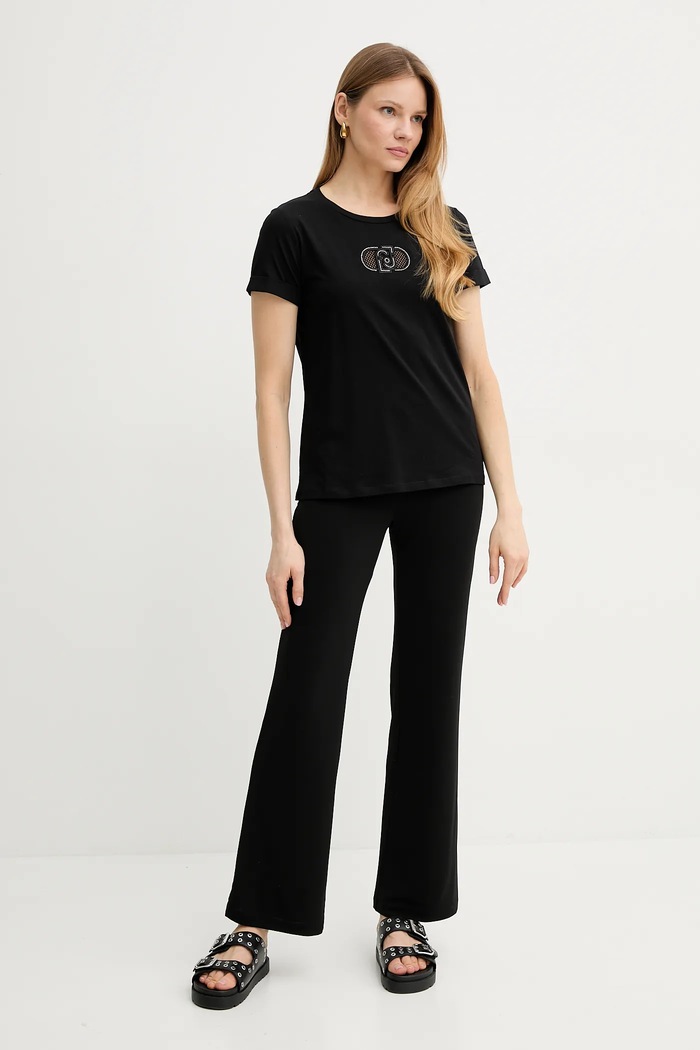Liu Jo t-shirt bawełniany TA5180.JS923 czarny SS25